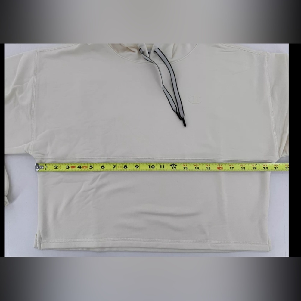 Champion Hoodie Sweatshirt Cropped Sz S Soft Touch Gym Minimalist White Casual‌ - Picture 11 of 11